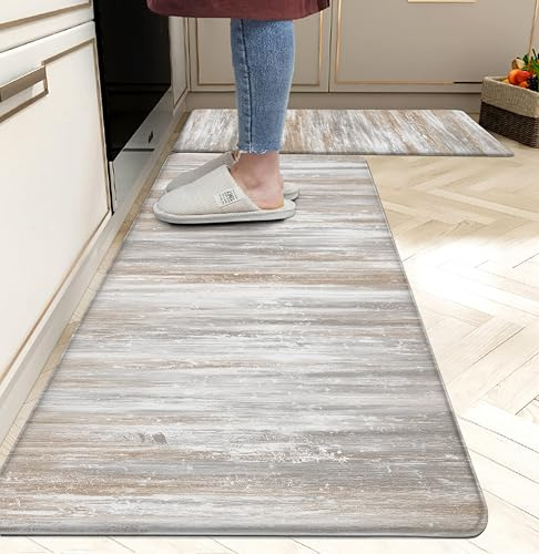 Beige kitchen rugs Kitchen Mats for Floor Modern Abstract Anti Fatigue Kitchen Mats Waterproof Floor Mats Cushioned Non-Skid Standing Mats for Laundry, Sink, Set of 2,17.3 x 28+17.3 x 47 Inch