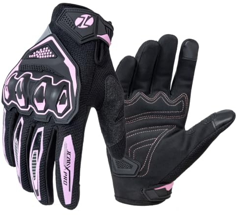 Verano Guantes de Motocicleta para Mujer, Rosa Pantalla Táctil Guantes de Moto Transpirable, Motocicleta de Montaña Fuera de Carretera Bicicleta Deportivos (Rosa, Small)
