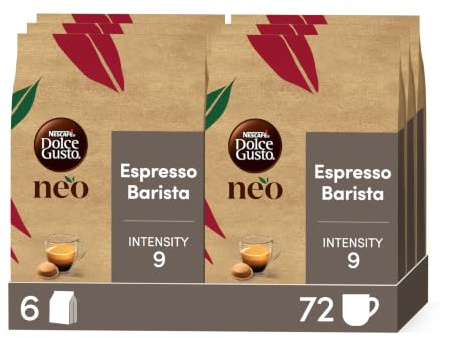 Dolce Gusto NEO Espresso Barista - 72 dosettes de café compostables à base de papier (6 boîtes de 12 dosettes)