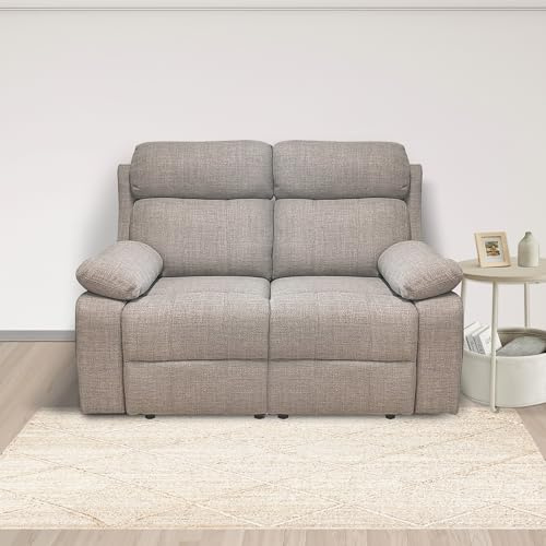 Bissolo Casa Divano 2 Posti Mod. Key con Relax Elettrico in Tessuto Beige, 145 x 93 x 101 cm, 2 Relax Manuali