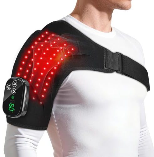 Cuscinetto Massaggiatore Riscaldante Per Spalle Senza Fili Con Luce LED, Tutore Riscaldante Per Spalle Con 6 Livelli Calore, 3 Modalità Vibrazione, 6 Livelli Tempo, Schermo Tattile E Batteria 5000mAh