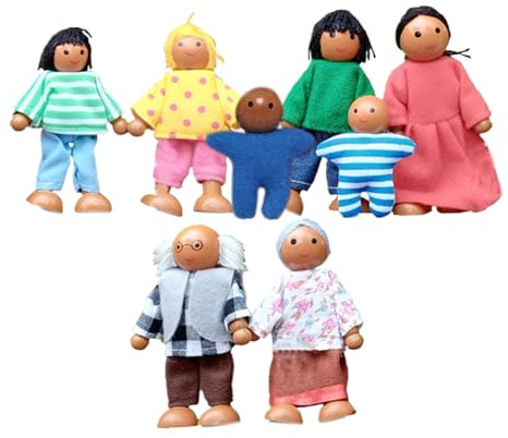 Små figuruppsättningar för människor | Små dockfamiljer för dockhus | Människofigurer för dockhus - för skola, dagis, födelsedag, jul, nyår, trädgård