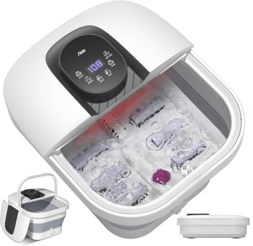 RIKE Bain de Pieds Massant Chauffant Pliable, Massage Pieds Spa 35℃-48℃