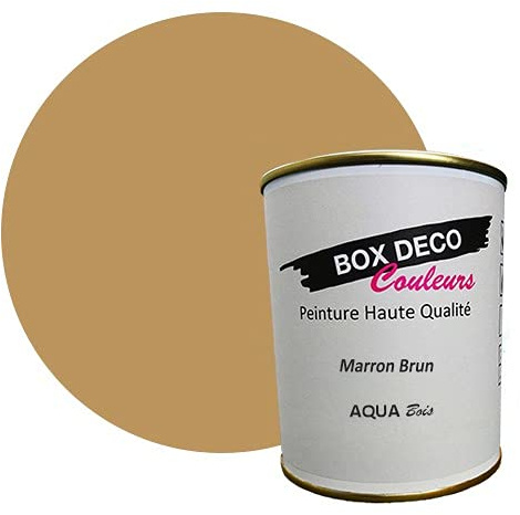 BOX DECO COULEURS Peinture bois intérieur extérieur à base d'acrylique aspect velours-satin Aqua Bois - 750ml, Marron Brun