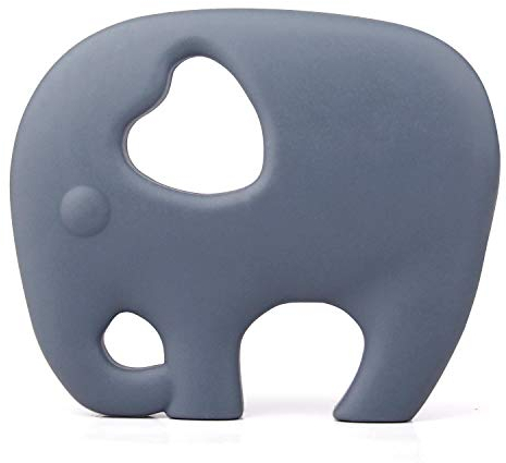 PREMYO Elefant Beißring für Babys Kühlend - Zahnungshilfe aus Silikon BPA Frei Weich - Lindert Schmerzen beim Zahnen - Grau