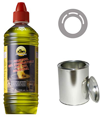Moritz Starter Lot de 3 flacons de gel combustible 1000 ml + 3 boîtes de 500 ml avec couvercle + plaque de cuisson pour brûleur de cheminée