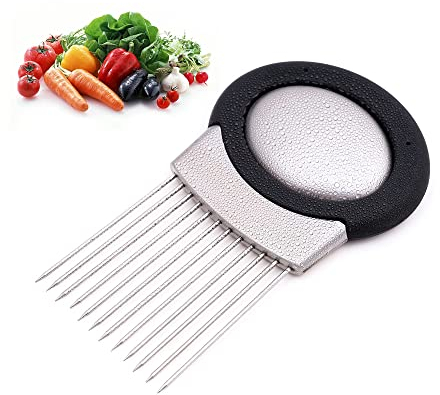 Domumkit Food Slice Assistant, Edelstahl Zwiebelschneider Halter, All-In-One Zwiebelhalter mit Geruchsentferner