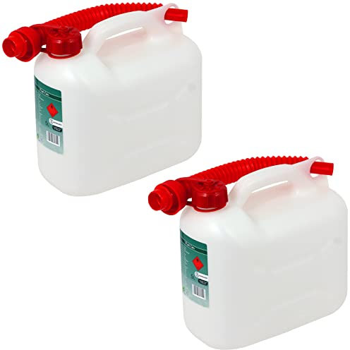 SPARES2GO Jerrican pour carburant essence et diesel avec bec flexible (5 litres, lot de 2)