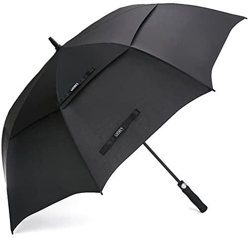 G4Free Parapluie de golf à ouverture automatique extra large surdimensionné à double auvent ventilé coupe-vent imperméable (noir, 119,4 cm)