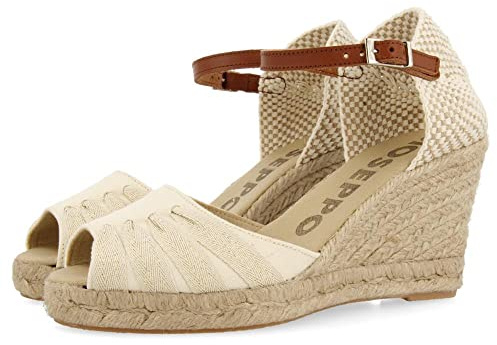 GIOSEPPO Sandalias Tipo Espadrille Blancas con CUÑA DE Yute para Mujer ALTEVIK