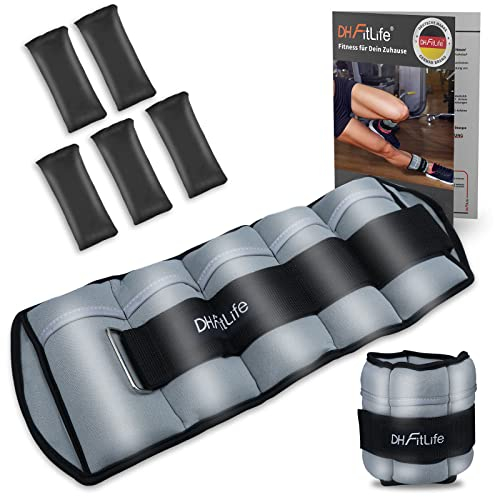 DH FitLife 2er-Set 4,5kg Fußgelenk Gewichtsmanschetten mit verstellbaren Gewichten für Beine und Arme | 2 Variationen 2,5kg&4,5kg | ankle Weights | Knöchelgewichte für Krafttraining