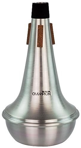 CHAMPION Music Premium Trombone Straight Mute with Cork Surround and Protective Felt Band - Black/Aluminum/Cork