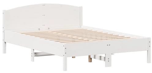 vidaXL Cadre de lit sans Matelas Blanc 140x190 cm Bois de pin Massif
