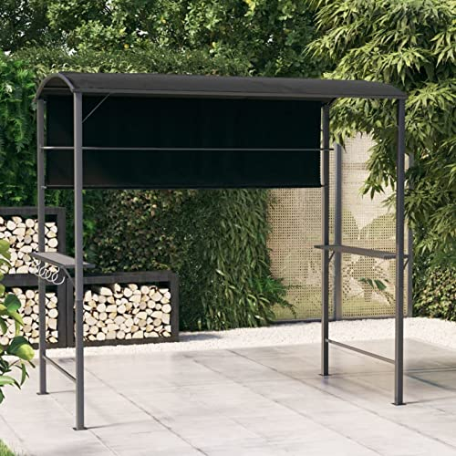 Mengtu Pavillon mit Dach Grillpavillon Grillzelt Grillüberdachung Grillunterstand Gartenpavillon Wetterfest Partyzelt Gartenlaube Gartenzelt 220x110x200 cm Anthrazit Garten Möbel