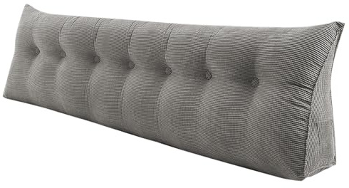 HUOLE - Cojín de Lectura Triangular con Soporte para la Cabeza, Almohada Ortopédica para Cabecero de Cama, Cojín Largo para Sofá, Reposo para Cama, Apoyo para Leer y Relajarse, 200 x 50 x 20 cm - Gris