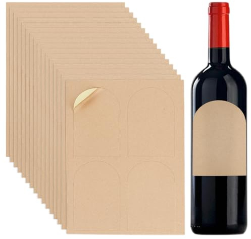 PH PandaHall 80pcs Wine Bottle Labels Writable Wine Bottles Arched Bottle Label Stickers for Lazer Write Blank Waterproof Kraft Labels for Jar Tins Sealing Home Chateau Wedding 4.7x3.5 Inch