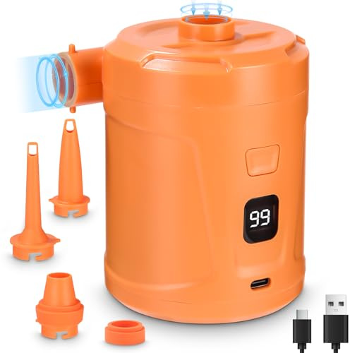 Pompa Elettrica,5200mAh Pompa Elettrica per Materasso Gonfiabile può essere rapida per Gonfiare e Sgonfiare,con 4 Ugelli D'aria, Adatto per Materassino Campeggio,Piscina Gonfiabile