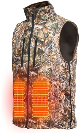 FYRTA Beheizte Jagdweste Herren, Camouflage Jagd Weste, Leichter Atmungsaktive Wärmeweste, Winddichte Outdoor Weste für Herbst, Winter, Jagd, Angler, Abenteuer