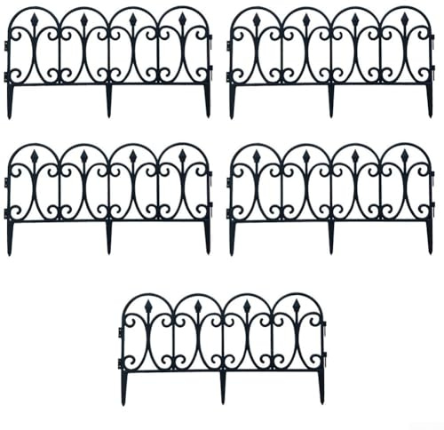 Valla decorativa de plástico para jardín y césped, diseñada con émbolos seguros de tierra y material resistente a la intemperie