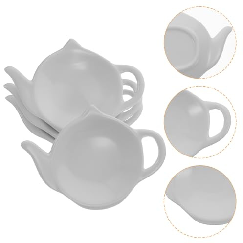 Boîte à Sachets de Thé en Céramique 4 Pièces Blanche de Théière