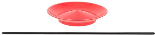 SKISUNO Set da Giocoleria con Piatti in Plastica Rossi e Bastone, Design Bilanciato e Portatile, per Spettacoli di Circo e Allenamento delle Abilità di Giocoleria