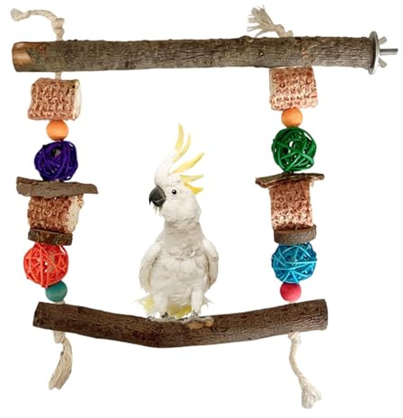 Wooden Budgie Swing, Colorful Bird Toys Climbing Budgie Swings for Cage Hanging Parakeet Toys for CockatielsConures and Lovebirds (Random colour)