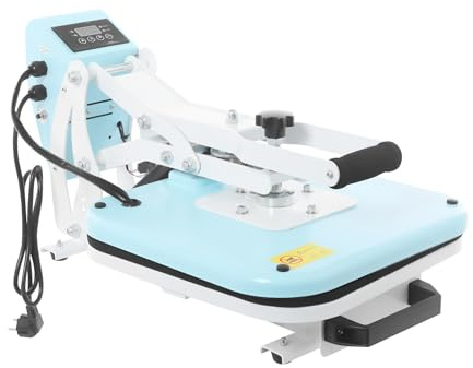 PromiseFly Máquina de prensado en caliente semiautomática de 1600 W, 38 x 38 cm, prensa de transferencia de temperatura y tiempo ajustable con indicador LED y panel de control, prensa de calor con