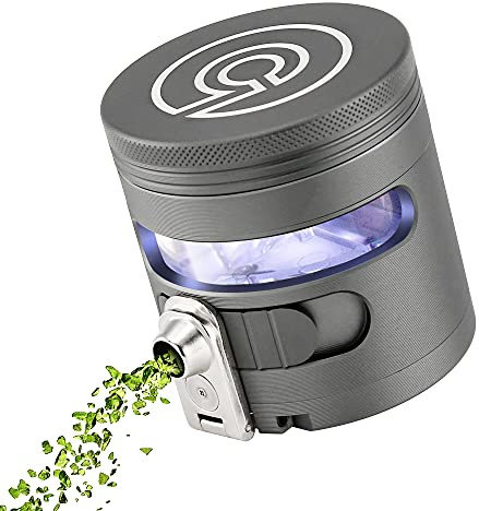 Cloudious9 - Tectonic9 Herb Grinder Automatic Electric Herbal Spice Dispenser Large 2.5 Aluminum Alloy (Grey), for Home & Kitchen Only