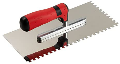 Cazzuola per lisciare americana, lama dentata, 6 mm, 280 mm, con impugnatura morbida