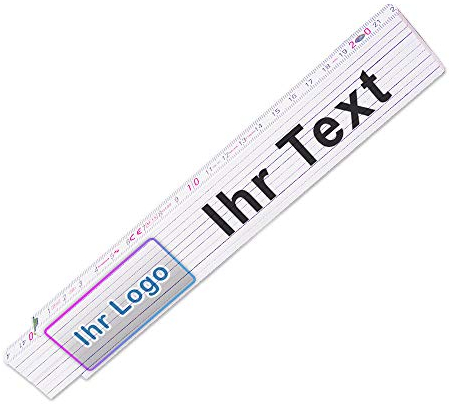 Glieder-Maßstab mit Firmen-Logo oder Bild und Wunsch-Text - Meterstab individuell einseitig bedruckt - Zollstock personalisiert