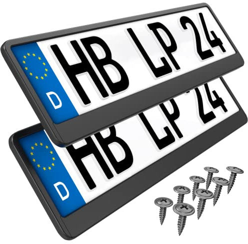 2 Kennzeichenhalter kurz 46 x 11cm Auto Nummernschildhalter Kurze Kennzeichenhalterung 460mm x 110mm Kurzer Kennzeichenhalter (Black Edition)