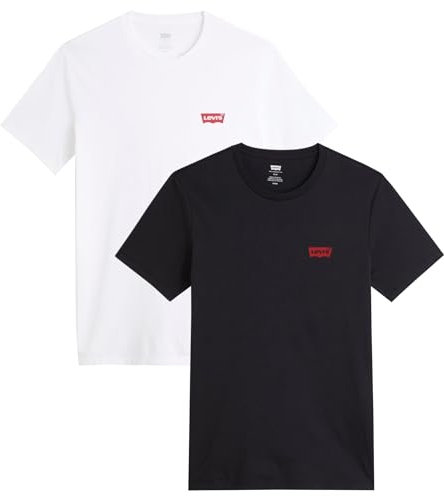 Levi's Herren 2-Pack Crewneck Graphic Tee T-Shirt, Chesthit White / Caviar, XL