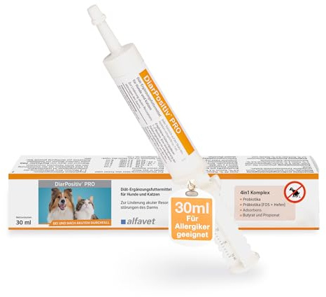 alfavet DiarPositiv Pro, complément Alimentaire diététique, pâte pour Chiens et Chats, soulagement de la diarrhée, injecteur de 30 ML