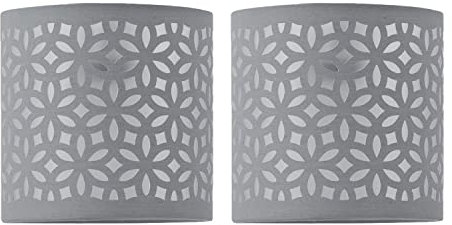 Set of 2 Grey Table Lamp Shades, Lampshades for Table Lamp or Bedside Light, Modern Cut Out Design, Diameter 15cm