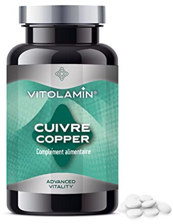 VITOLAMIN KUPFER 365 Natürliche Tabletten - Nahrungsergänzungsmittel Kupfersulfat, das zu einer normalen Funktion des Nervensystems und einer normalen Haarpigmentierung beiträgt
