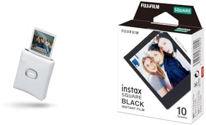 instax SQUARE Link smartphone printers & SQUARE instant Film, Black border, 10 shot pack, suitable for all SQUARE cameras and printers