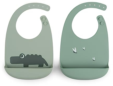 Done by Deer Silicona baberos 2-pack Croco Verde