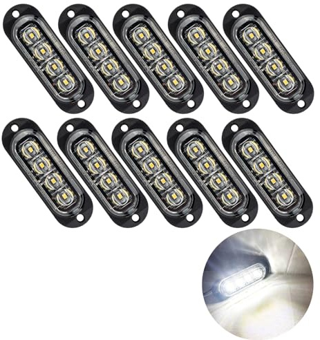 Krtopo 10X 4 LED Side Marker Lights 12/ 24V Trailer Corner Side Lamp 3000k Warning light for Truck RV Caravan (White)