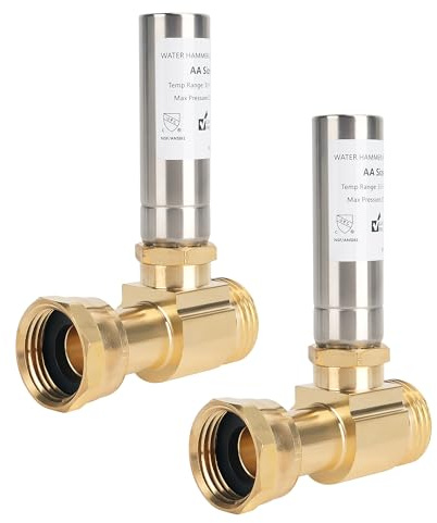 SECKWHALE Stainless Steel Water Hammer Arrestor for Washing Machine, 3/4 Swivel FHT x 3/4 MHT, Stops Water Hammer & Pipe Knock, Reduces Noise, Straight, 2-Pack