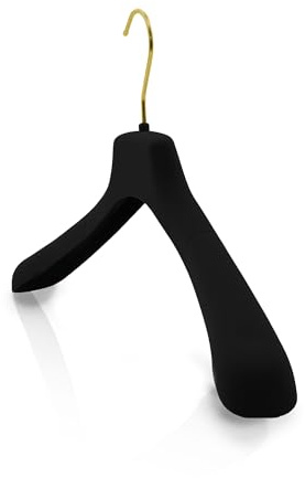 Kiroplast 15 perchas de terciopelo con gancho dorado y negro, para abrigos y chaquetas, 42 cm