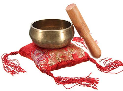 GYBBHia Retro hammare klangskål + träklistermärken + tibetansk bön meditation yoga smyckesmatta
