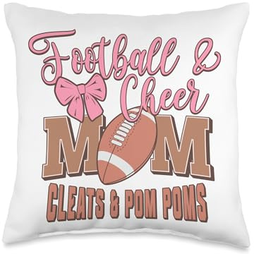 Football Mom Cheer Mom Cleats and Pom Poms Throw Pillow