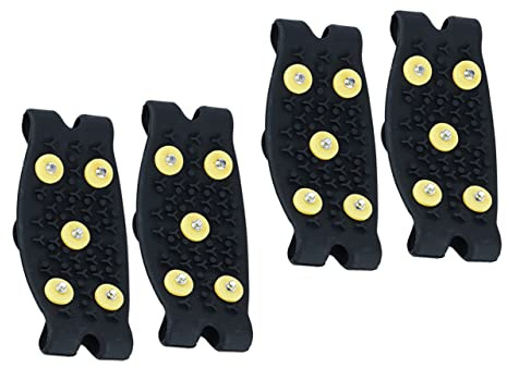 AKOOSY 2 Pares Grampones de Hielo para Zapatos y Botas Antideslizantes con Tacos Firmes y Cómodos Aptos para Senderismo Escalada y Actividades al Aire Nieve y Hielo