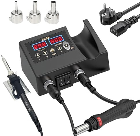 700W 2-in-1 Lötstation mit Heißluft • Professionelle Löt- und Entlötstation mit 3 Düsen • Ideal für Elektronik-Reparatur, DIY Projekte, Handy, PC, All-in-One Lösung zum Löten, Entlöten & Schrumpfen