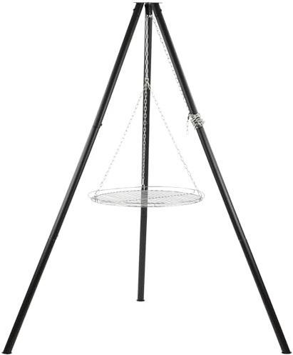 BBQ-Toro - Supporto per barbecue a tre gambe con griglia | Barbecue a catena da 165 cm per fuoco, tre gambe per barbecue oscillante | Supporto in ferro a tre gambe, supporto per barbecue | Barbecue a