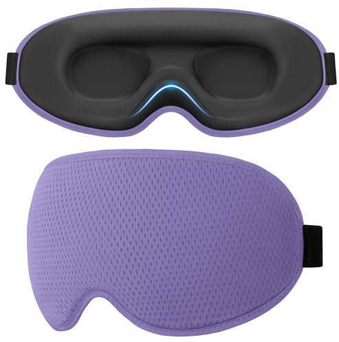 Gritin Mörkläggning Sovmask för Sömn - Ultra Mjuk och Bekväma | Noll Ögontryck, Passar även Sidosoverare, Justerbar Rem, 3D Ergonomisk Ögonmask för Resesaker/Tupplur