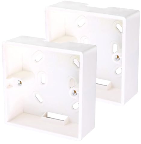 2 Piezas Caja de montaje en superficie 86x86mm, PVC Cajas de Conexiones de Espesamiento para Interruptor, Caja de Superficie Moldeada de 1 Banda, 32 mm de Profundidad, Blanco