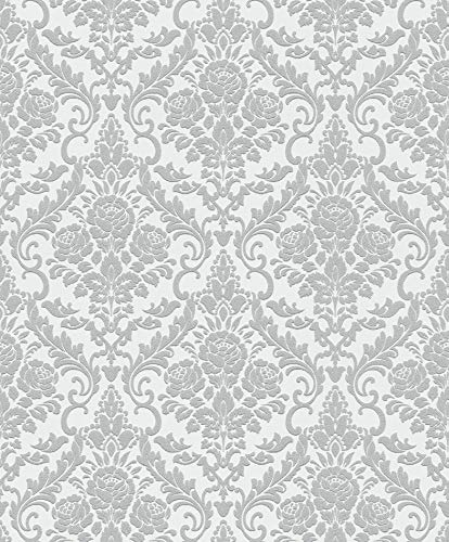 PS Hypnose 13396-30 - Carta da parati in tessuto non tessuto, motivo barocco, colore: grigio/bianco