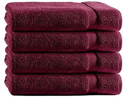 Class Home Collection Frottee Handtücher 50x100 cm – 4er Set Handtuch – Besonders weiche & saugfähige Handtücher aus 100% Baumwolle mit Aufhänger – Bordeaux