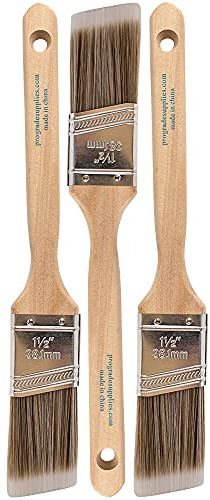 Pro Grade Angled Paint Brushes, 1.5 Inch Paint Brush Set for Trim, 3 Pc